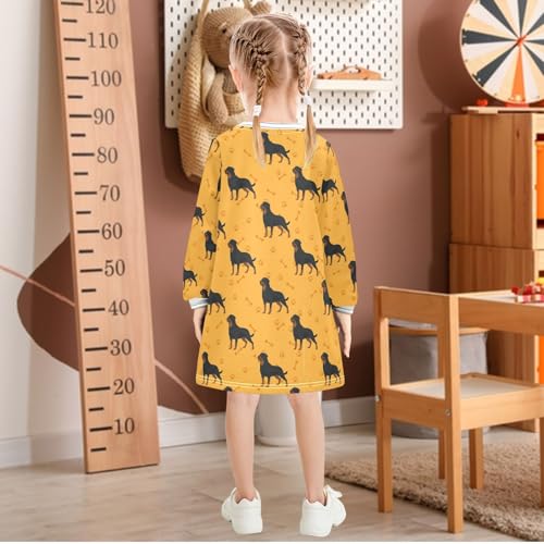 Girls Dresses Toddler Girl Clothes Dog Rottweiler Pattern Colorful Winter Casual Long Sleeve for Kids 2-8 Years3