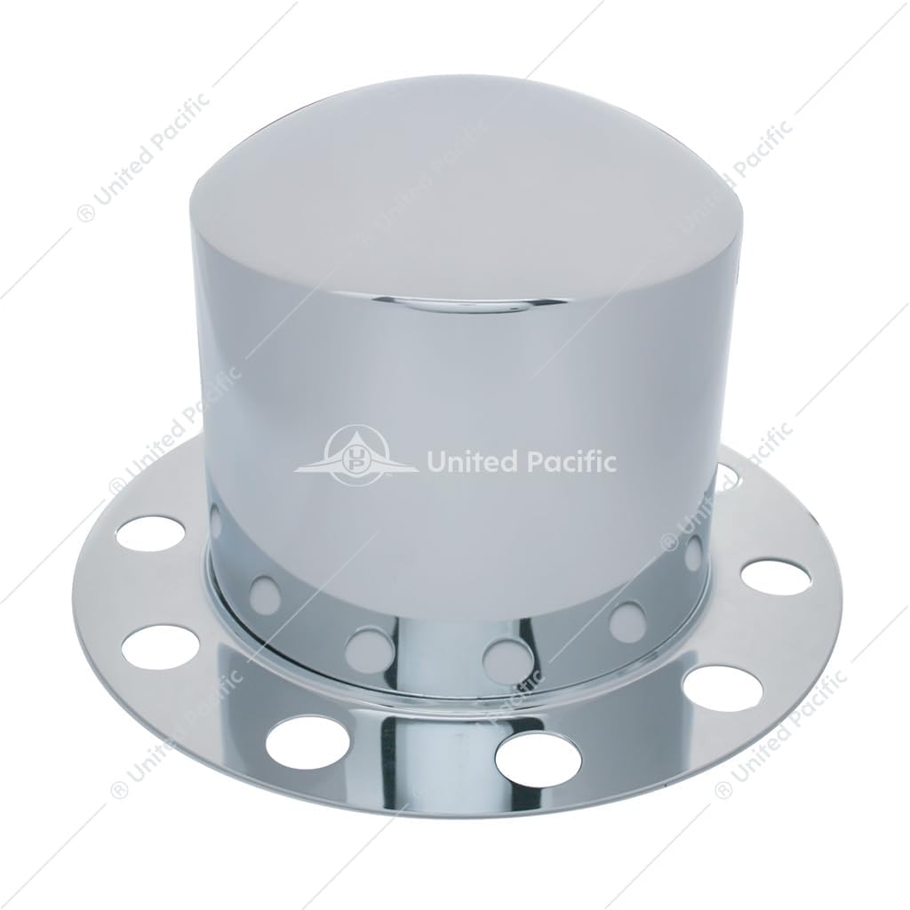 UNITED PACIFIC 10223 Axle Hub Cover, Rear, Chrome, Dome, with 33mm Nut Cover, Steel/Aluminum Wheel