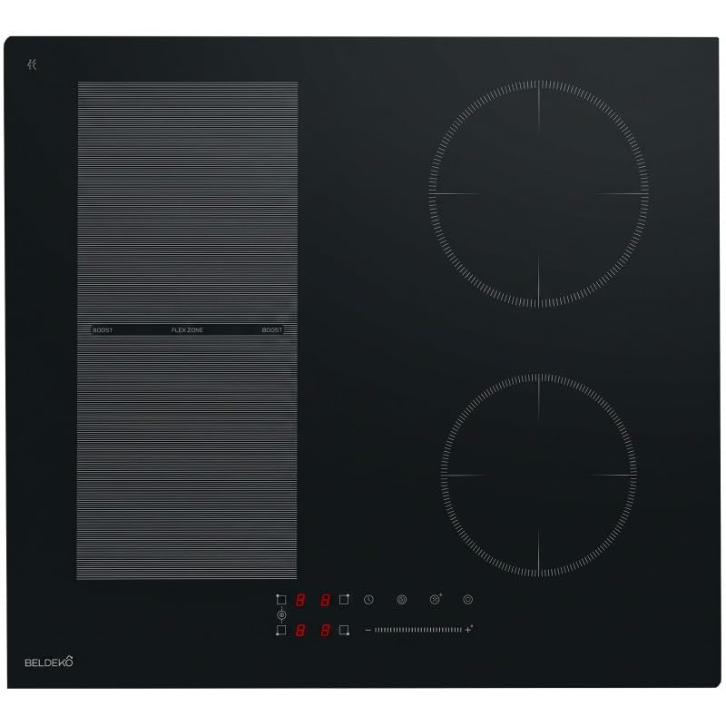 Plaque Induction Encastrable 4 Zones Flex 7200W - Verre Noir Mat Antirayure - 4 Boosters - Slider - Pause