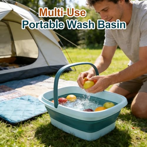 Bañera Plegable para Pies con Masaje y Asa Verde miniatura 4