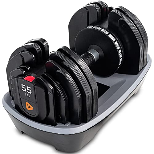 Lifepro Adjustable Dumbbell 55lbs (Single) - Dumbbell Sets with an Anti-Slip Handle, Storage Rack & Easy Mechanism - Adjustable Dumbbells for Home & Travel - Compact Exercise & Fitness Dumbbell