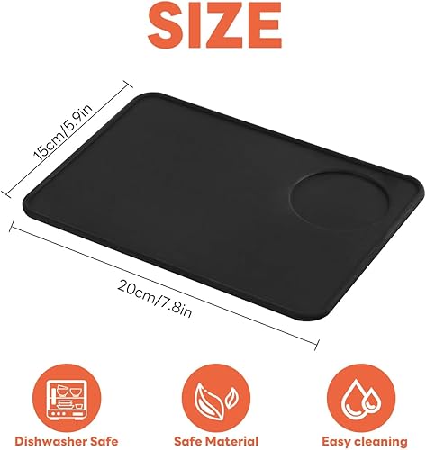 Miniatura 2 de Tapete para manipulación de café expreso, de gel de silicona, color negro, antideslizante, para barista, hogar, cocina, oficina, tienda, impermeable