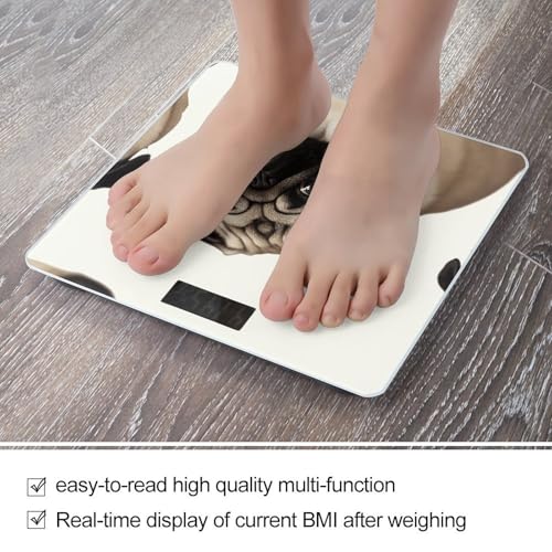 Báscula digital para baño con diseño de perro pug y cristal templado miniatura 5