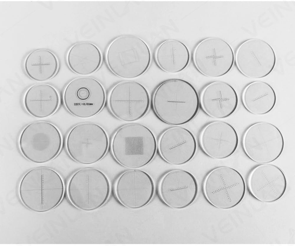 Okularmikrometer for genaue mikroskopische Messungen – for metallografische Analyse 1 Stück(25mm//0.1mm//0-16mm Single)