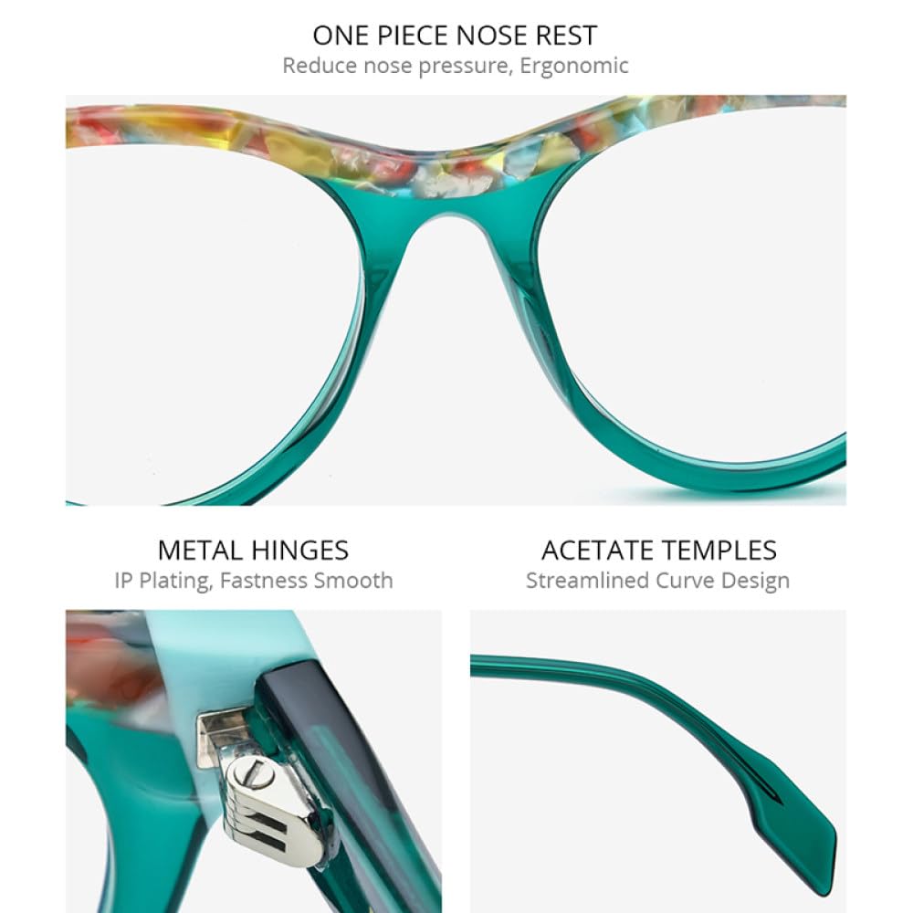 MUTYNE Mehrfarbige Acetat-Brillenfassung für Damen, Cat-Eye-Brille, Damen-Brillenbrille