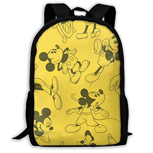 Mei shop Mochila Informal Yello Mi ckey Mouse Imprimir Cremallera Escolar de Viaje