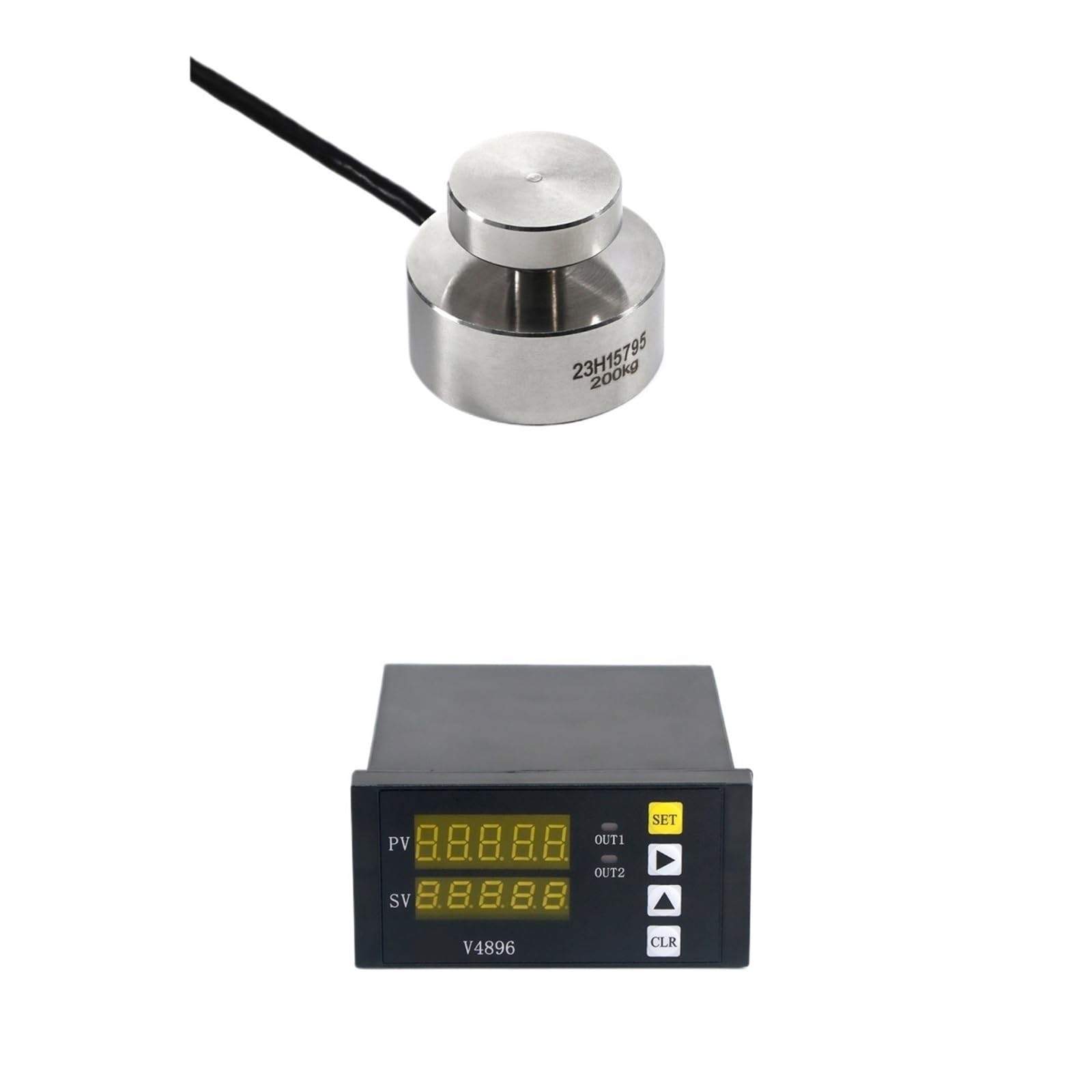 JJHQOKYNA Load Cell Sensor with Indicator Display Weighing Pressure Test Compression and Tension 100KG 200KG 500KG 1T(200KG and Indicator)