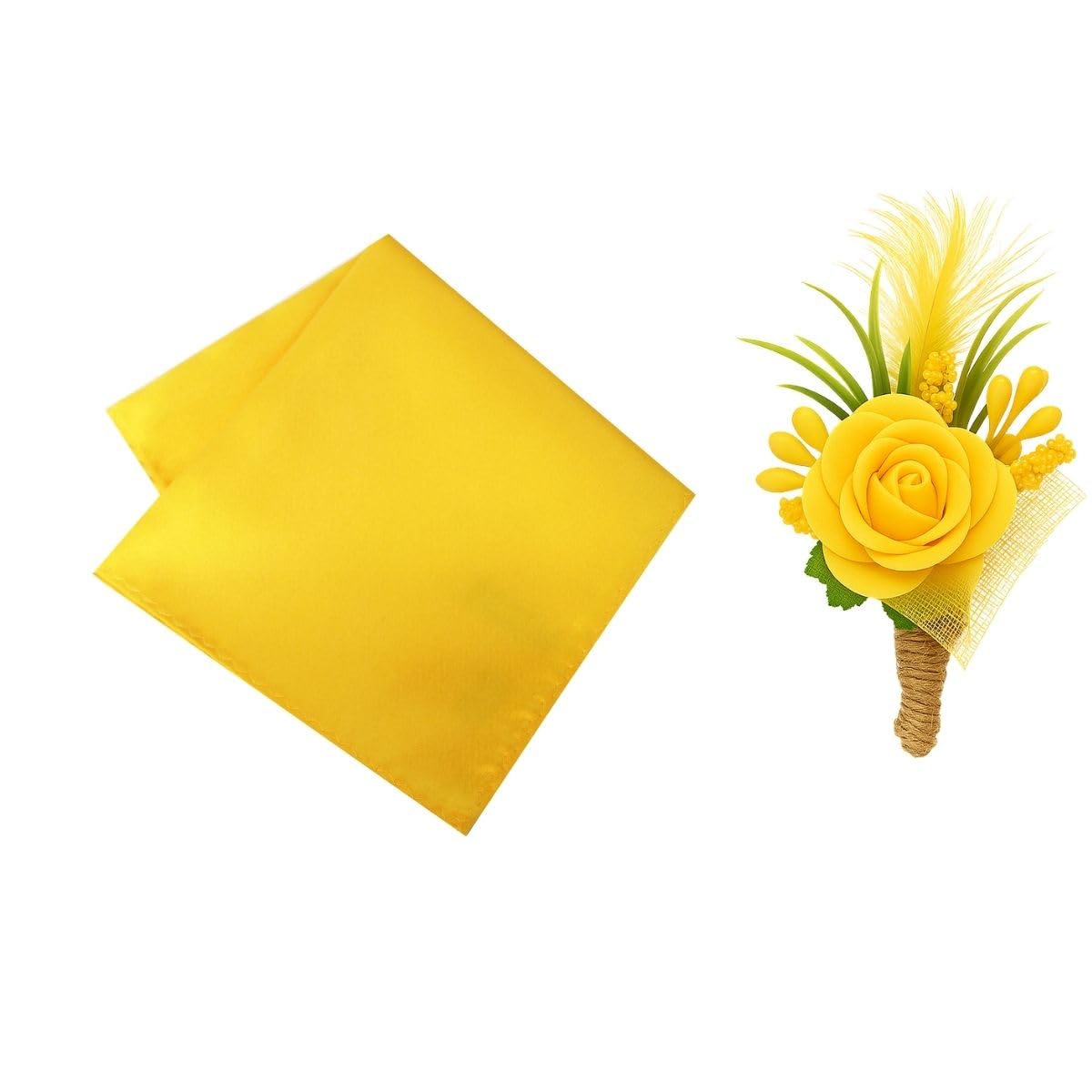 Best Pocket Square and Lapel Pin Combo for Men | Microfiber Pocket Square 30x30 cm | Metal Flower Lapel Pin | Pack of 2-image-43