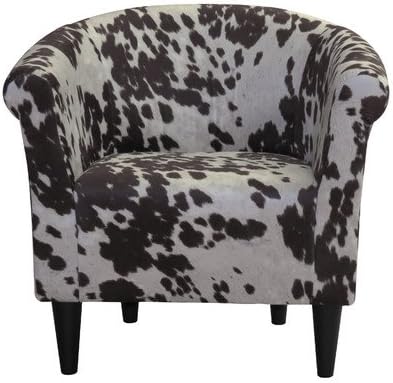 Classic Liam Barrel Chair With Fun Cow Print Design, Padded Seat For Extra Comfort In (Cowboy Brown)