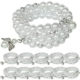 Baptism favor 12PC Rosary Wrap Angel Bracelet Glass Pearl White - Wedding Favors