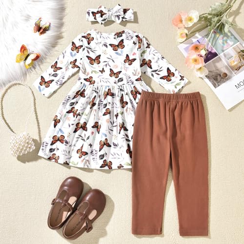 Image of Toddler-Girls-Fall-Clothes-Set Little Girls Highlow Tunic Tops+Leggings Outfit Boutique Clothing