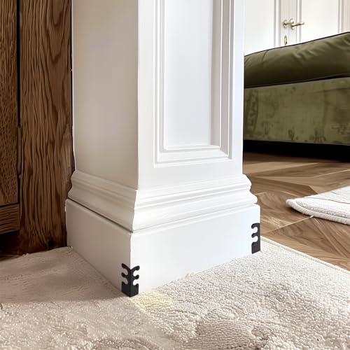 Image of Skiffers Baseboard Corner Protectors, Vintage Metal Covers for Wall Corners, Decorative Skirting Board Protectors (Black, 10pcs)