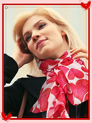 Patelai 4 Pcs Valentine Scarf for Women Heart Print Scarf Valentines Shawl for Girl Christmas Birthday Valentine Gift4
