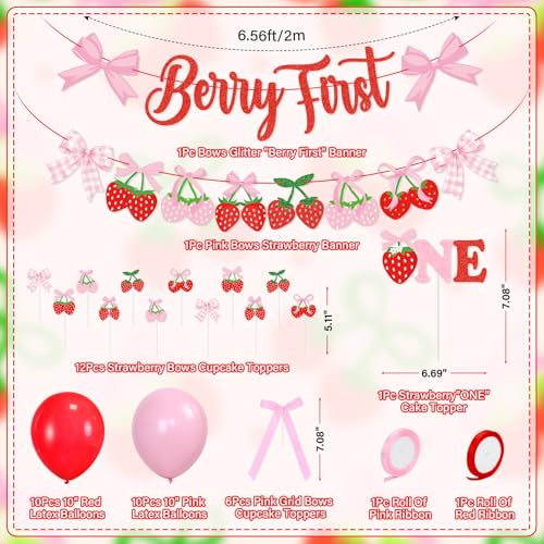 50% Off Strawberry First Birthday Decor with Balloons & Banners - Image 3