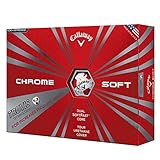 Callaway Chrome Soft Golf Balls, Prior Generation, (One Dozen), White/Red Truvis Pattern