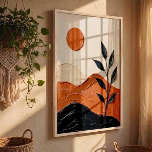 Image of kotart Boho Wall Art Home Decoration | Aesthetic Floral Paintings With Frame For Living Room Bed Room Hotel Wall Decor Digital Reprint (19x25 inch)