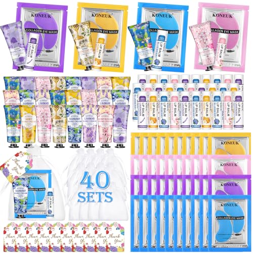 120 Pcs Spa Party Favors Set of Under Eye Patches Bulk Hand Creams and Lip Balms Bulk Perfect Bulk Gifts Kit for Women & Teen girls Thank You Gift for Her Self Care Gifts Sleepover Party Supplies