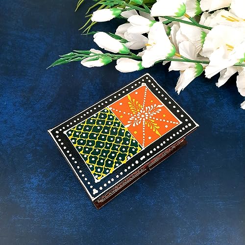 Image of Apka Mart The Online Shop Jewellery Box | Multi-Purpose Storage Box | Wooden Jewelry Box with Lock - For Dressing Table, Home & Table Decor, Oganization & Gifts - (6X4) Inch (Wood, Multicolor)