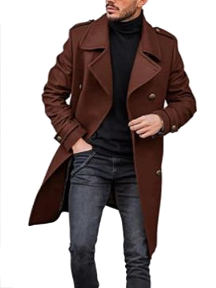 Herren Mäntel Langen Ärmeln Umlegekragen Mantel mit Tasche | Wintermantel,Männer,Warm,Einreihiger Mantel,Business,Freizeit,Elegante,Einfarbig Dick Mantel,Herbst und Winter