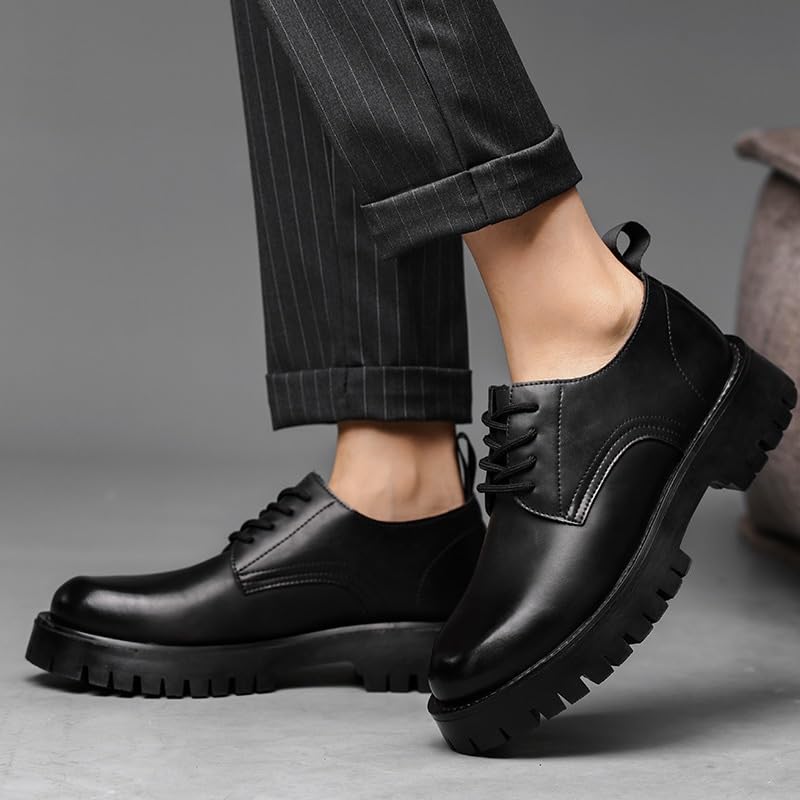 Mens Retro Comfortable Business Height Increasing Non-Slip Softsole Walking Oxford Shoes Fashion Casual Derby Prom Wedding Suit Shoes4