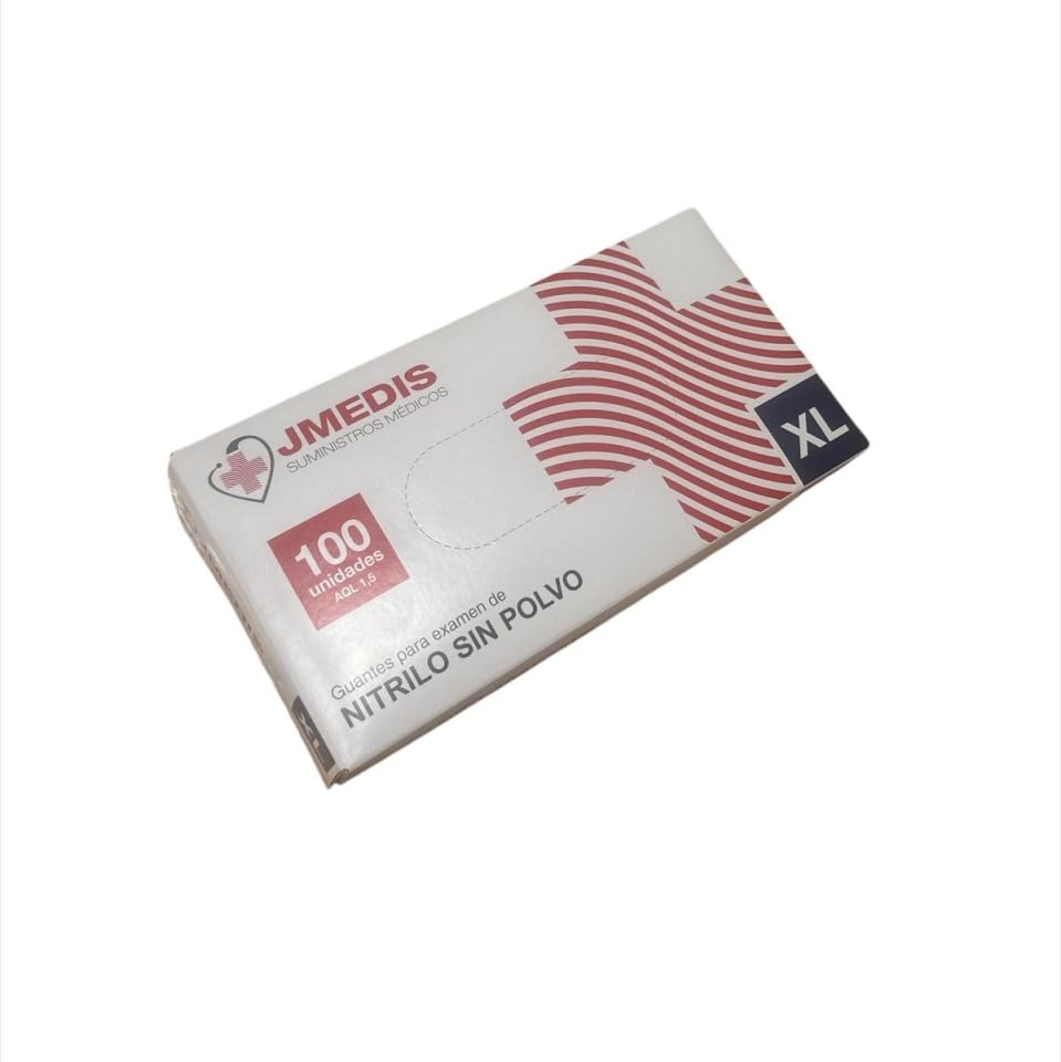 JMEDIS Guantes de Nitrilo Sin Polvo, 100 Unidades, Color Azul (1, EXTRA GRANDE XL)