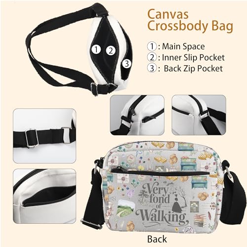 WCGXKO Bookish Gift Very Fond of Walking Romance Book Inspired Crossbody Bag3