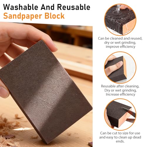 Image of 102PCS 40-800 Grits Angle Grinder Sanding Disc and Blocks 4 Inch Upgraded Hook and Loop Backing Pad (3 /8-16 Threads) and 8MM Drill Adapter with 120 /220 Sanding Blocks for Wood Metal Polishing