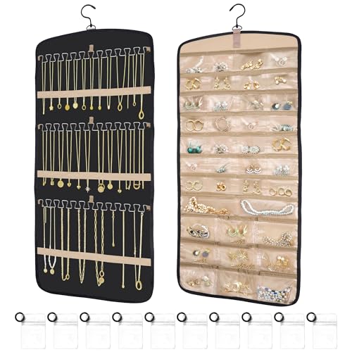Hanging Jewelry Organizer for Closet, Double-Sided Jewelry Storage for Earrings, Necklaces, Rings on...