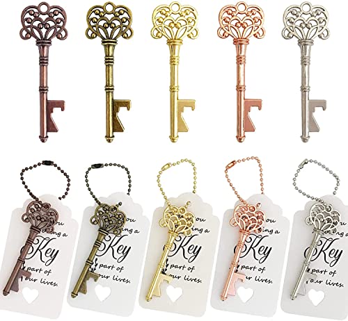 WODEGIFT 100 PCS Wedding Favors Key Bottle Openers,Bridal Shower Party Favors,Vintage Skeleton Key,...