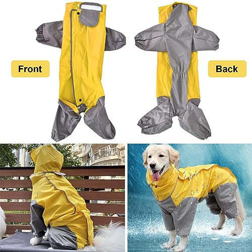 Regenmantel für Hunde,Hunderegenmantel,Wasserdichter Hundemantel mit Kapuze,Leichte Regenjacke Hund Geeignet für Mittlere und Große Hunde den Hundespielplatz und den Urlaub mit Hund (Gelb-28)