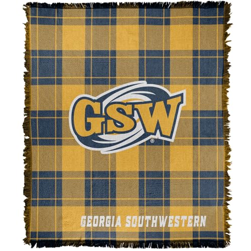 LOGOVISION Georgia Southwestern State University Campus Plaid Spirit Woven Tapestry Cotton Blend Fringed Throw Blanket 50"x60"