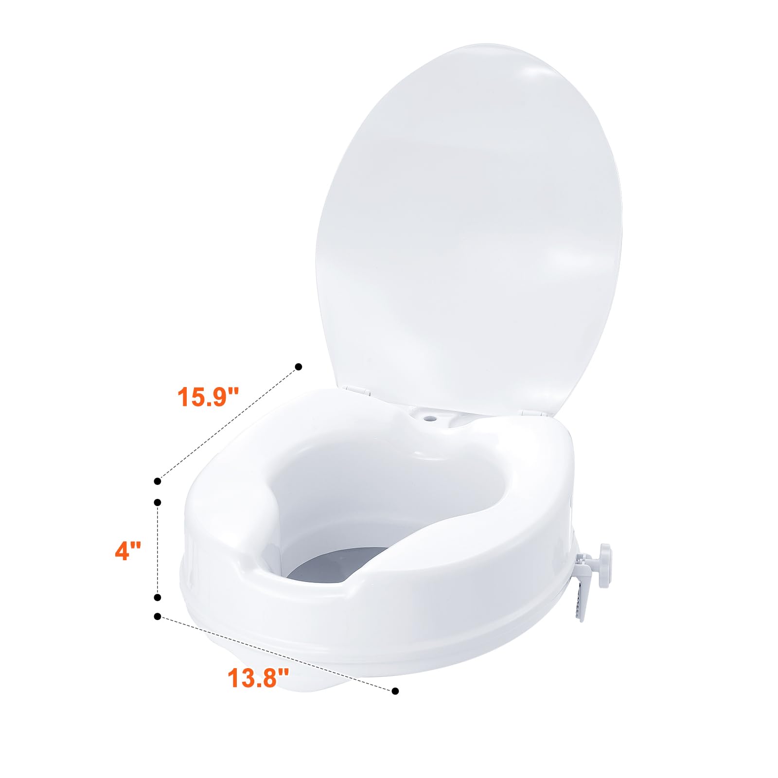 VEVOR Toilettensitzerhöhung Erhöhter Toilettensitz, 10 cm, 136 kg Tragkraft, Universelle Toilettensitzerhöhung, Schraubstangenverriegelung, mit Toilettensitz, für Behinderte, Patienten, Schwangere