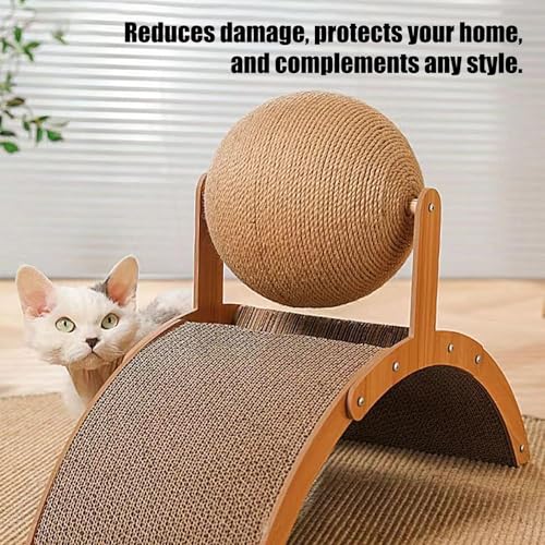 Poste interactivo para mascotas de madera con base estable para el salón 6