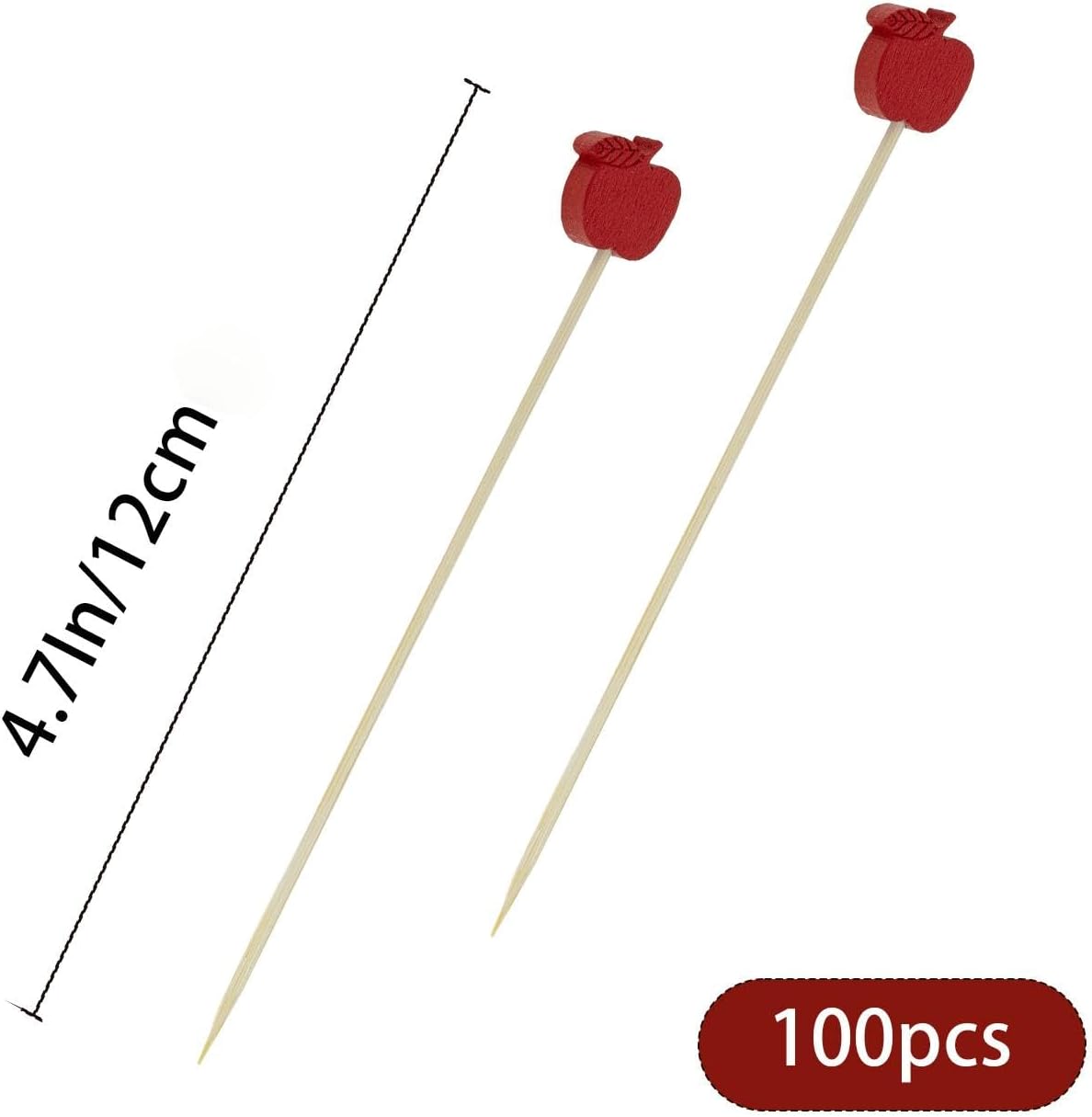 100PCS 4.7 In Red Apple Cocktail Picks for Appetizers Drinks
