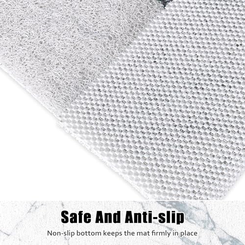 Image of Square Shower Mat Non Slip: 24x24 Inch Shower Floor Mat with Drain Hole in Middle, Super Soft and Comfortable PVC Loofah Massage Bath Mat for Shower, Anti Slip Shower Stall Mat, Quick Drying
