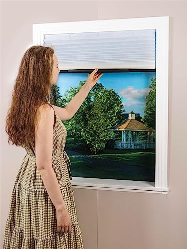Easy Up & Down Cordless Pleated Window Shades, Light Filtering Fabric Window Blinds, 36''W x 64''H (Fits Window Width30''-36''), Easy Trimming & Installing (White, 36''W x 64''H, 2-Pack)