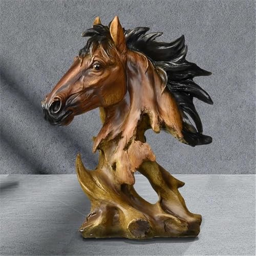 Escultura de Cabeza de Caballo en Relieve, Acabado Bronce Marrón miniatura 3