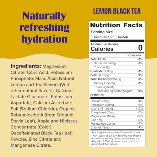 Image of Ultima Replenisher Daily Electrolyte Powder Drink Mix, 90-Serving Canister | Zero Sugar Lemon Black Tea Hydration Powder with 6 Electrolytes & Minerals - Sugar Free, Plant-Based & Keto Friendly