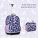 Choco Mocha Kids Rolling Backpack for Girls, 18 Inch Roller Backpack for Elementary School Bookbag with Wheels, Unicorn Rolling Backpacks with Lunch Bag Set for Girls,Purple