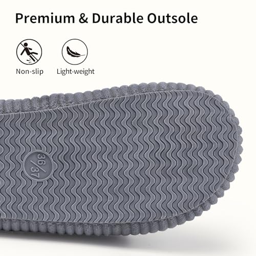 Womens Open Toe Slippers with Arch Support,Corduroy Indoor House Slippers Adjustable Comfort Bedroom Shoes Size 5-124