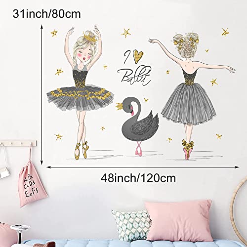 Vinilo decorativo bailarinas y cisne negro 48x31 pulg miniatura 4