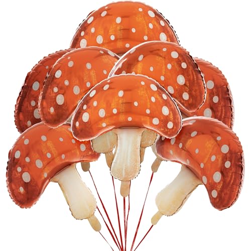Cheerland Mushroom Balloons Woodland Party Dceorations Fairy Princess Enchanted Forest Plant Foil Balloon for Birthday Baby Shower Bridal Home Classroom Wonderland Garden Decor Supplies 8pcs