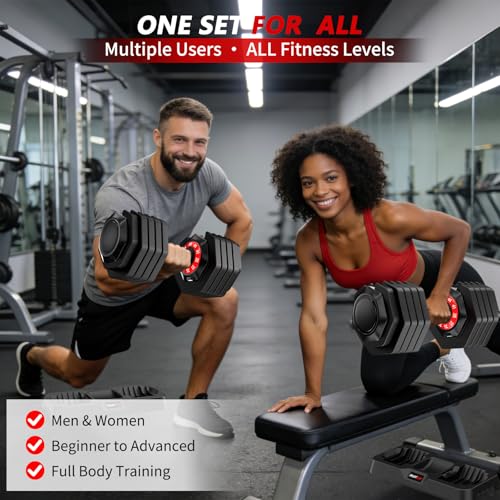 MouldBody Adjustable Dumbbell Set, Pair 25 or 50 lb (One-Hand Dial, Storage Tray) — view 9