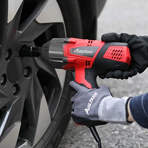 Avid Power Electric Impact Wrench Kit with 1/2 Inch Chuck, 500 N.m (370 Ft-lbs) Max Torque with Sockets and Carry Case