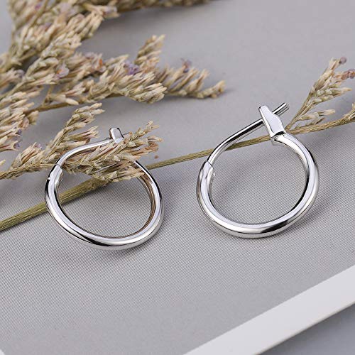 AoedeJ 925 Sterling Silver Hoop Earrings, High Polished Round Tiny Click-Top Hoop Earrings, Small Clasp Hoop Piercing Earrings 6