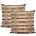 2 Pezzi Cuscino Copricuscini Marrone Tribale Navajo Nativo Americano Copri Cuscini Astratta Federa semplicità Copricuscini per Letto, Ufficio, Sedia, 45X45Cm