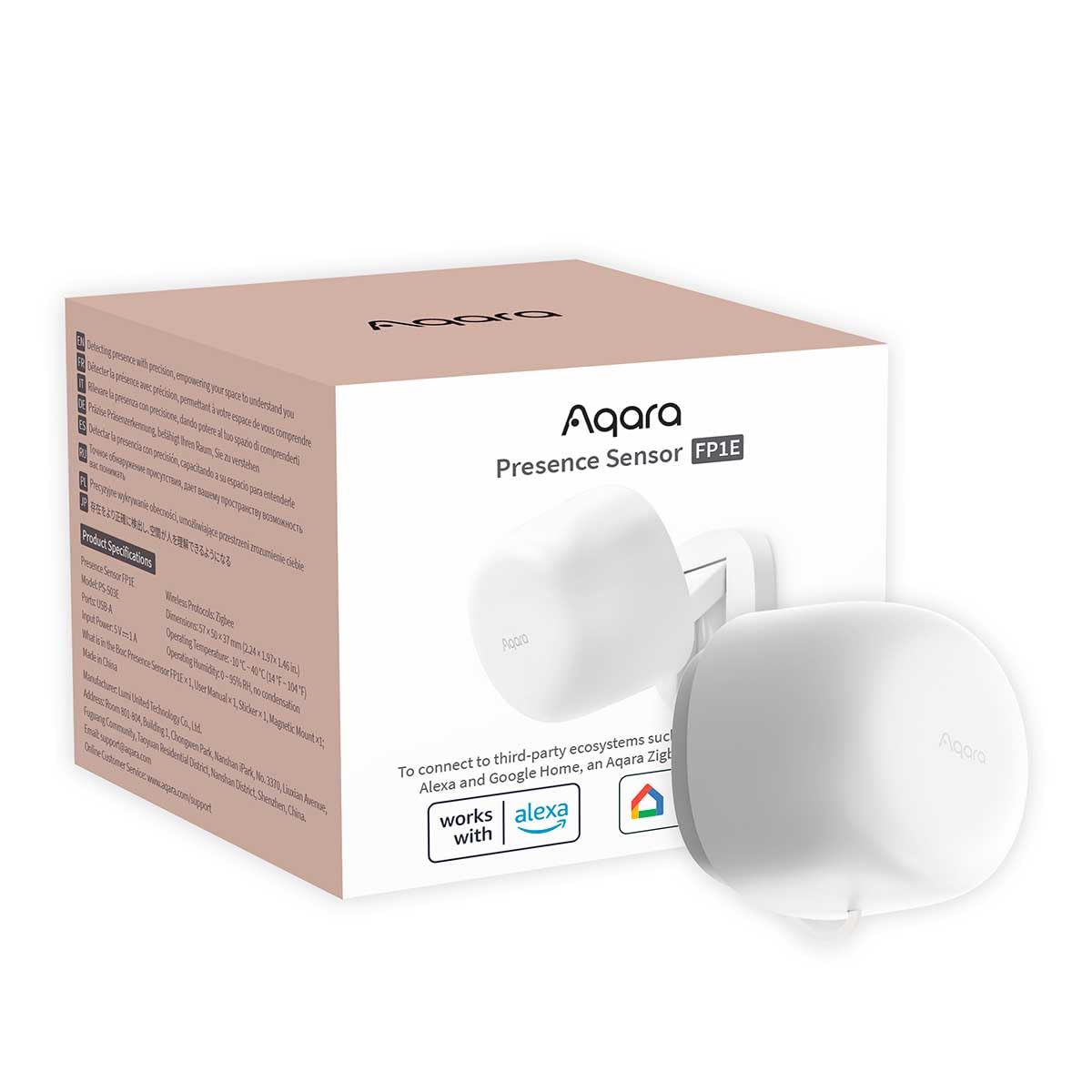 Aqara Zigbee Presence Sensor FP1E with Matter, Requires Aqara Zigbee 3.0 HUB, mmWave Radar Wired Motion Sensor, AI Spatial Learning, Supports HomeKit, Alexa, Google Home