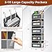 2 Packs 5-Tier Over the Door Organizer with 10 Side Mesh Pockets, 48 lbs Load Capacity, 3 Hooks Design, Hanging Storage Organizer with Clear Windows for Bathroom, Bedroom, Nursery, Kitchen-Grey