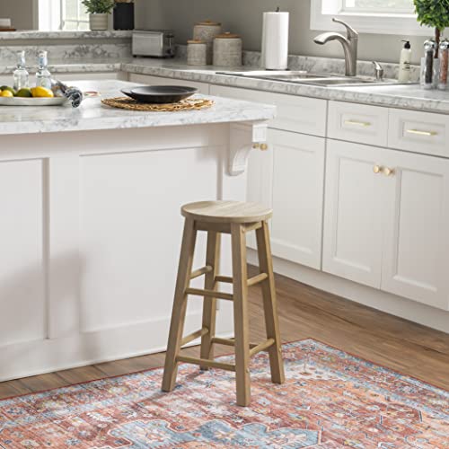 Image of Linon Zeke Grey Wash 24 inch Counter Stool with Round Seat
