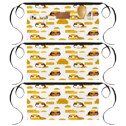 Lot de 3 tabliers courts de chef avec 3 poches pour cuisine et bistrot - 2